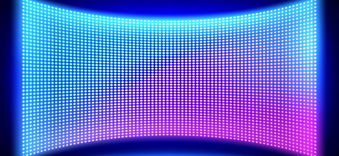 Led wall video screen with glowing dot lights